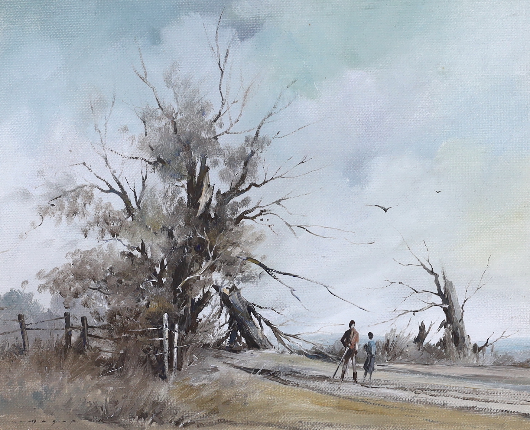 Hagop Kasparian (Contemporary local Sussex artist), oil, 'After The Storm', signed Hagop, various club members of the Federation signatures verso, 23 x 28cm